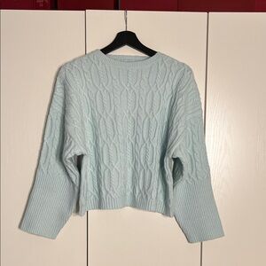 Sky Blue Cable Knit Women's Sweater